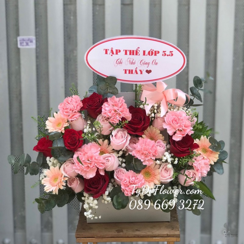 GIỎ HOA TẶNG THẦY CÔ GIÁO Ghi Nhớ Công Ơn Thầy