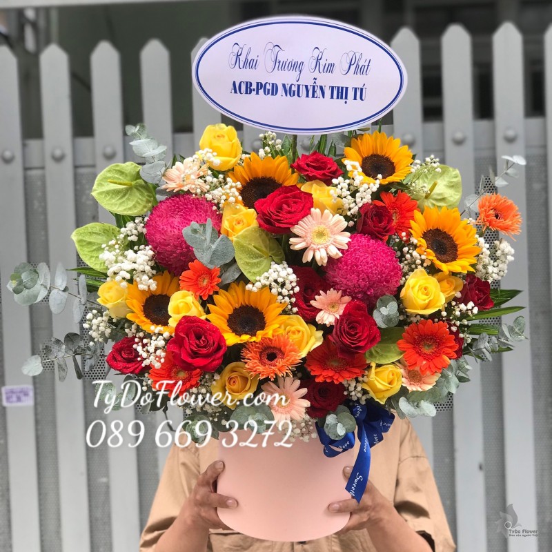 G0523689 GIỎ HOA CHÚC MỪNG KHAI TRƯƠNG KIM PHÁT