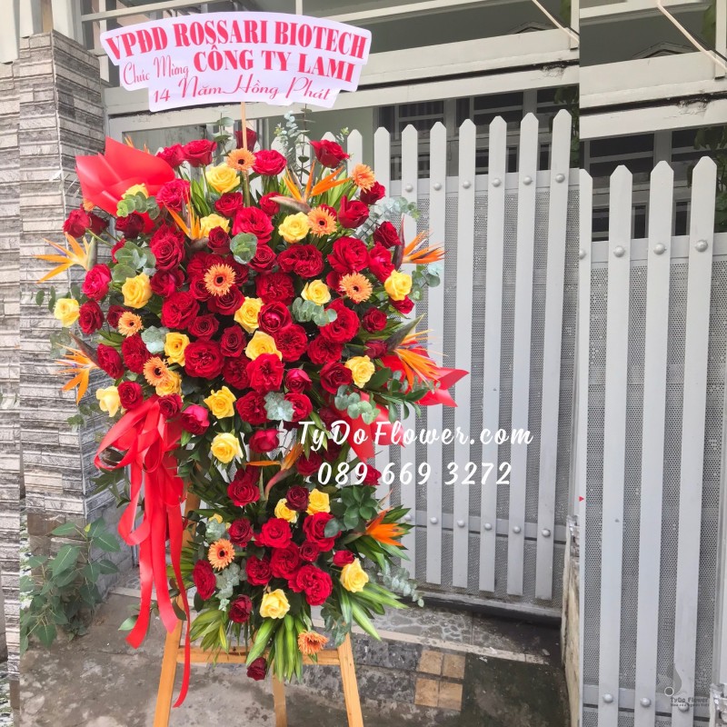 KCM0623692 KỆ HOA CHÚC MỪNG CÔNG TY 14 NĂM HỒNG PHÁT