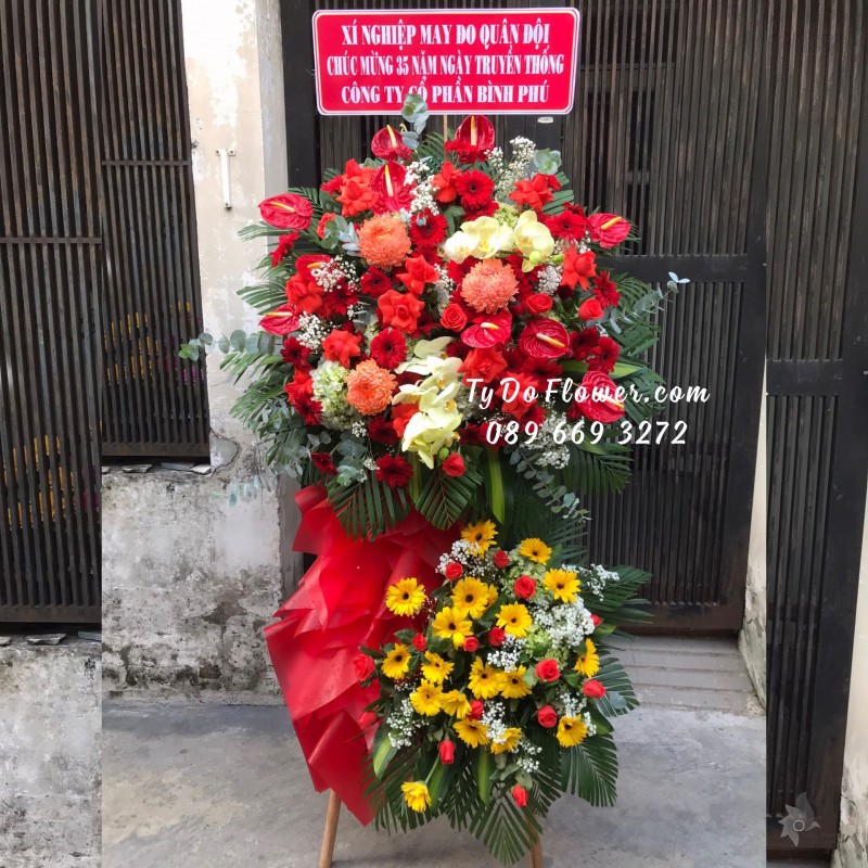 KCM0623695 KỆ HOA CHÚC MỪNG 35 NĂM NGÀY TRUYỀN THỐNG
