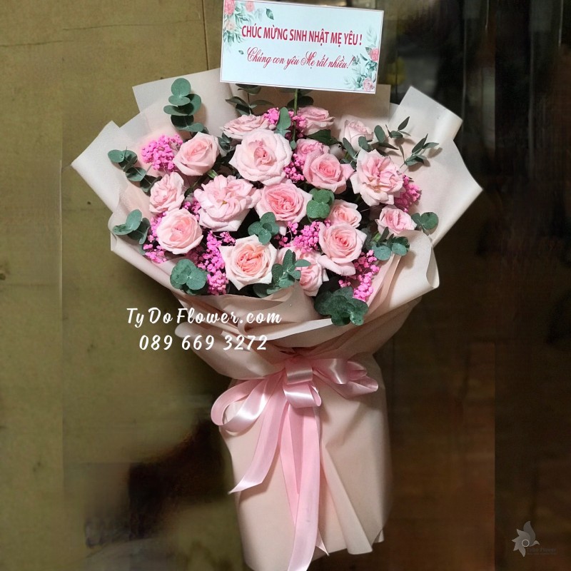 B0723822 BÓ HOA HỒNG OHARA PINK ROSES Hoa Chúc Mừng Sinh Nhật Mẹ Yêu