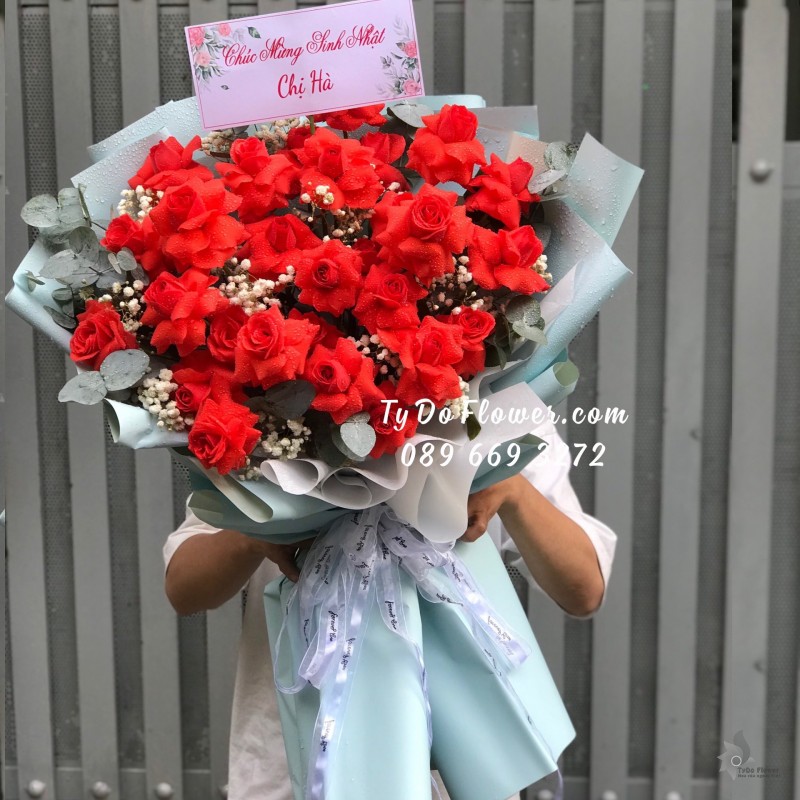 B0723828 BÓ HOA HỒNG ĐỎ GẤP CÁNH Hoa Chúc Mừng Sinh Nhật