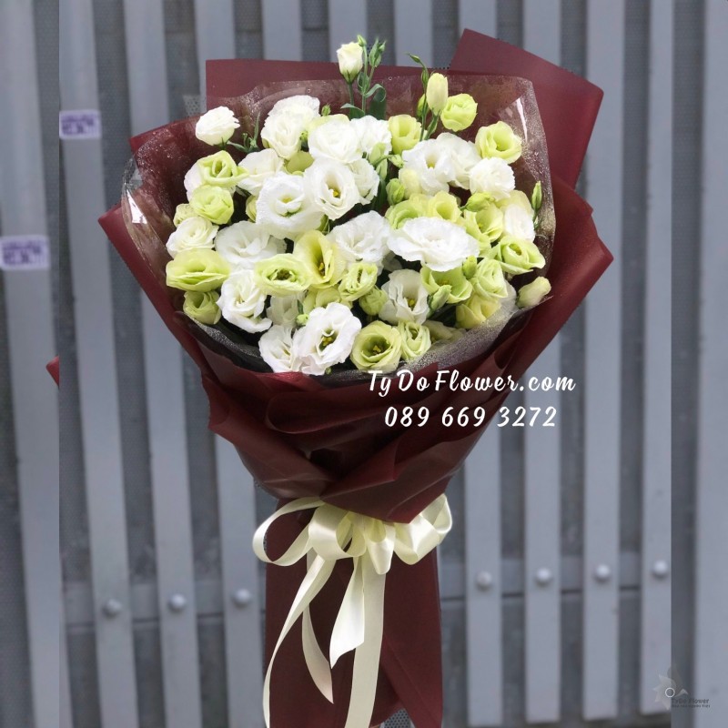 B0823914 BÓ HOA CÁT TƯỜNG TRẮNG XANH