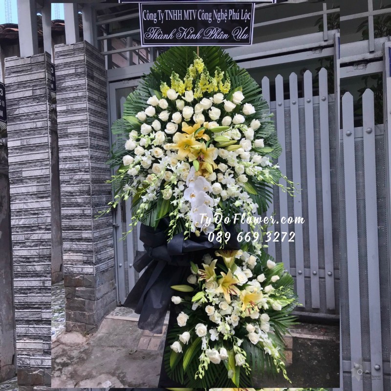 KCB0823951 KỆ HOA TANG LỄ VÒNG HOA CHIA BUỒN Hoa Thành Kính Phân Ưu