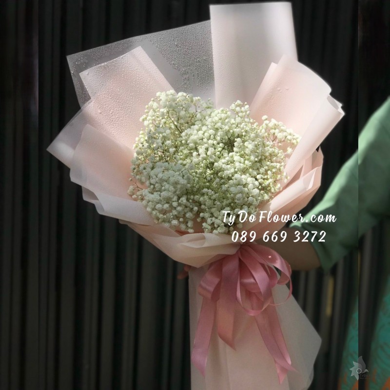 B10231055 BÓ HOA CHÚC MỪNG thiết kế Hoa Baby Trắng