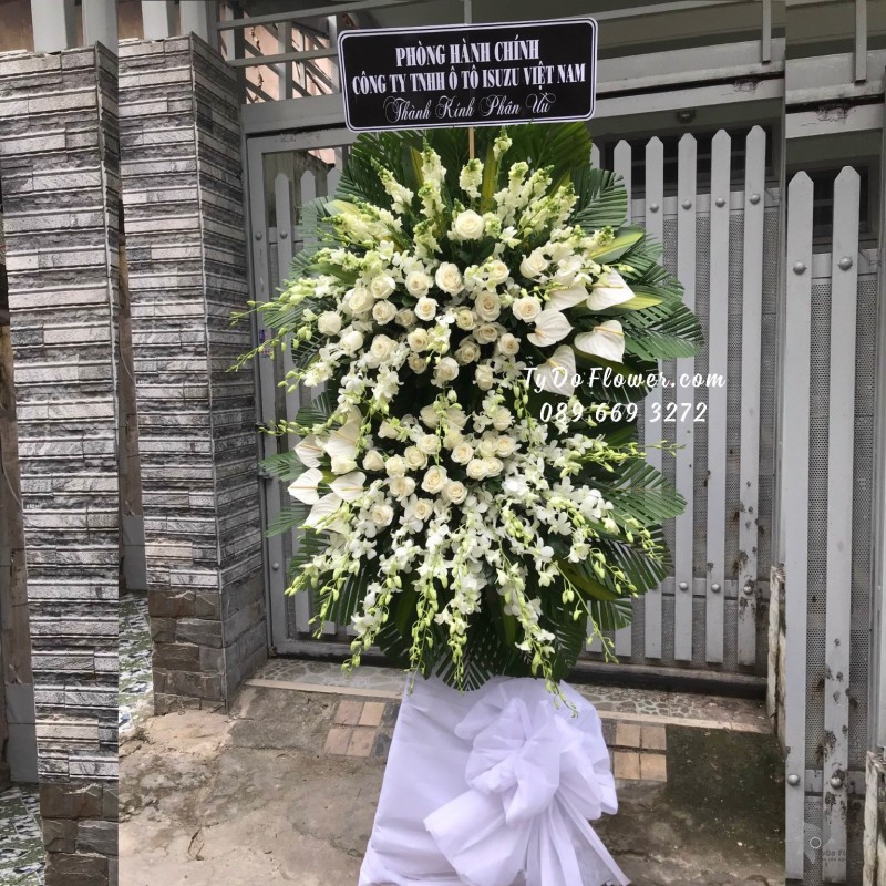 KCB11231189 KỆ HOA TANG LỄ VÒNG HOA CHIA BUỒN Thành Kính Phân Ưu