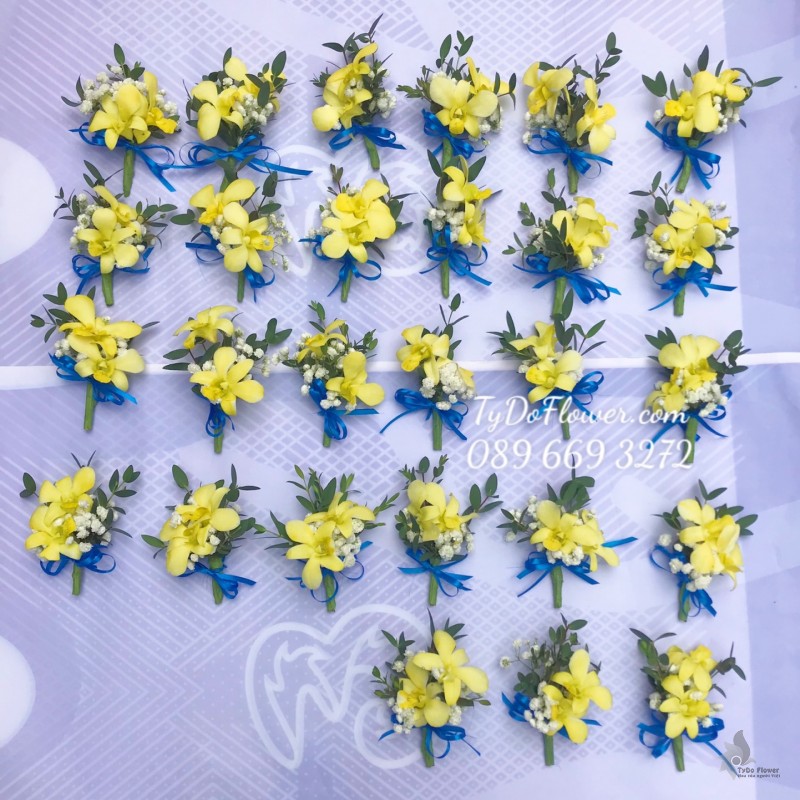 B01241291 ĐẶT TỪ 20 CÁI HOA CÀI ÁO thiết kế HOA LAN VÀNG Hoa Sự Kiện