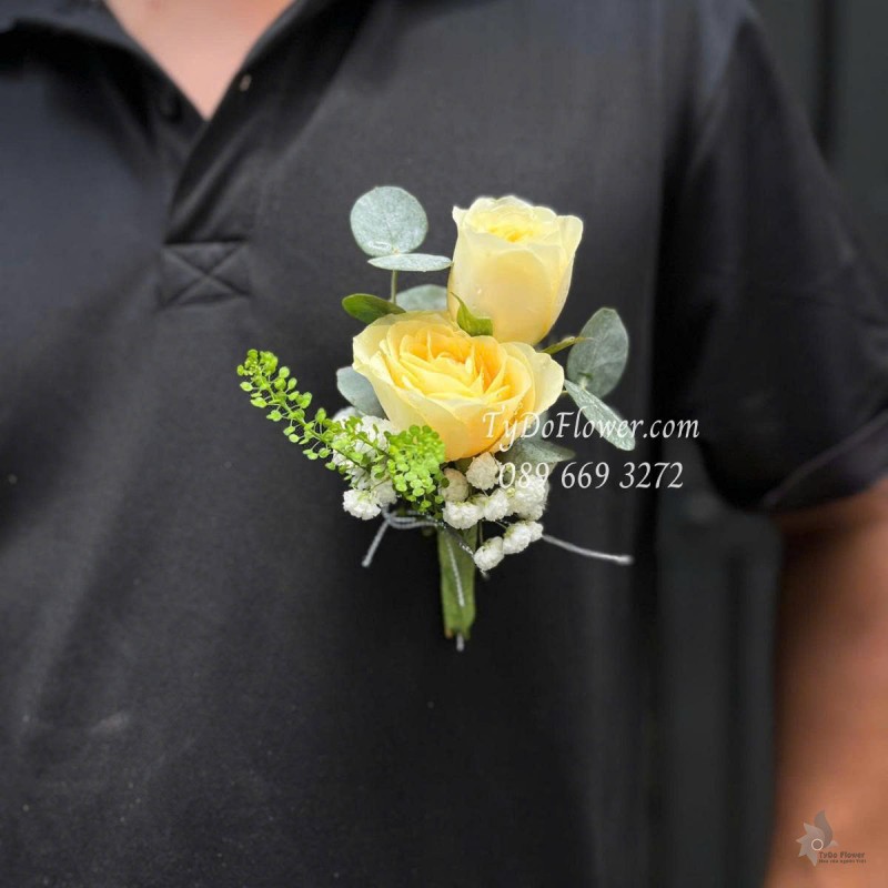 B0625450 Đặt từ 20 cái Hoa Cài Áo thiết kế Hoa Hồng Vàng Victor