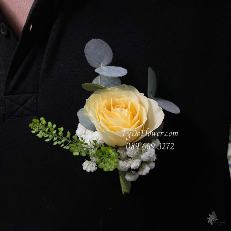 B0625451 Đặt từ 20 cái Hoa Cài Áo thiết kế Hoa Hồng Vàng Victor