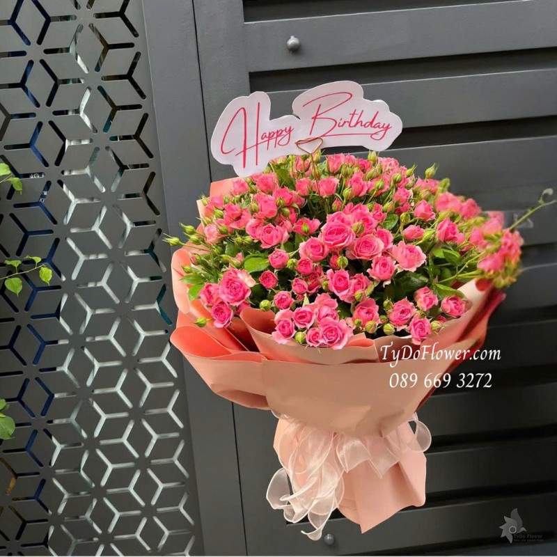 B0825583 BÓ HOA CHÚC MỪNG SINH NHẬT Thiết kế Hoa Hồng Tỷ Muội