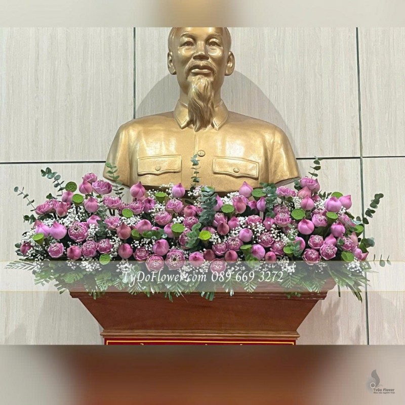 L0825642 HOA BỤC BÁC HỒ Thiết kế Hoa Sen Hồng