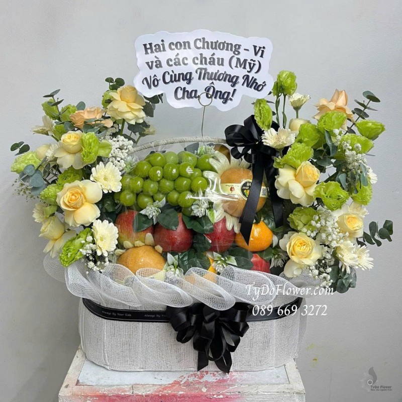 G0925754 GIỎ HOA TRÁI CÂY TANG LỄ CHIA BUỒN Thương Nhớ