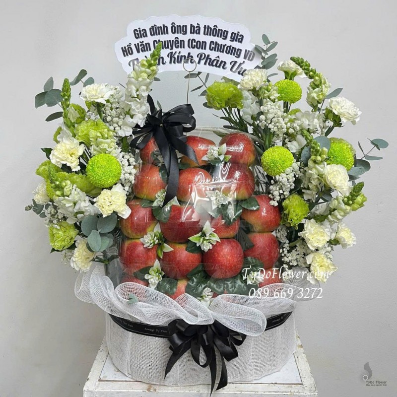 G0925756 GIỎ HOA TRÁI CÂY TANG LỄ CHIA BUỒN Thành Kính Phân Ưu