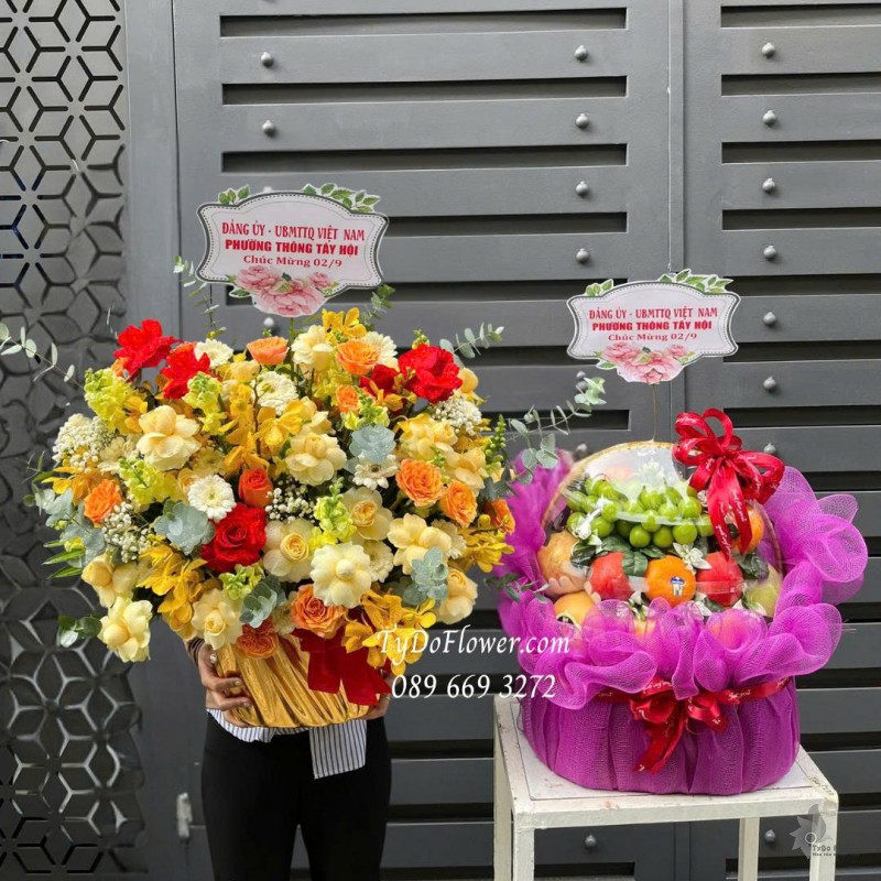 G0925758 COMBO GIỎ HOA TRÁI CÂY CHÚC MỪNG