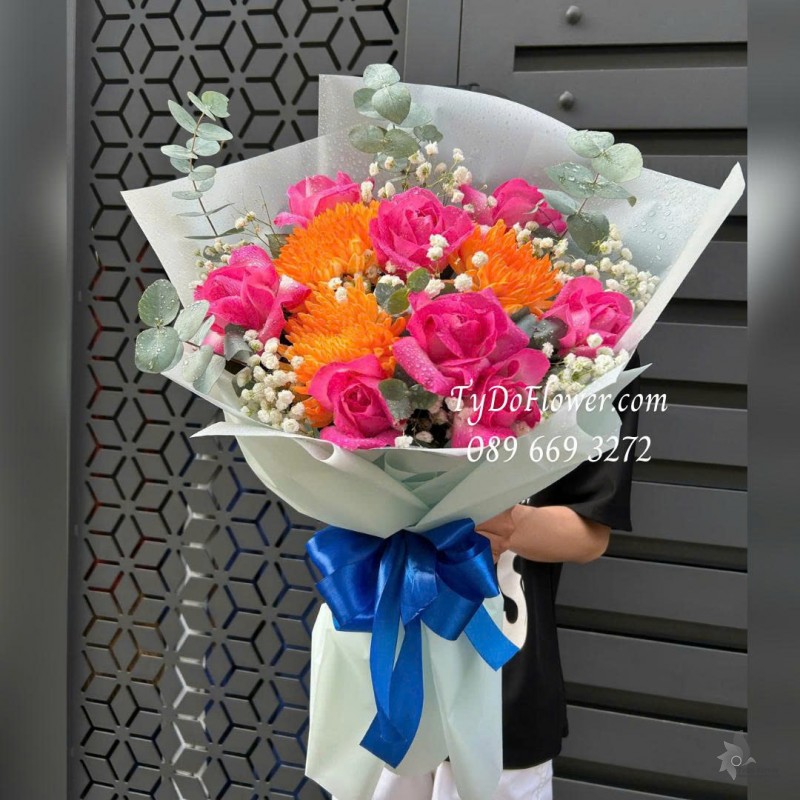 B0226139 ĐẶT TỪ 03 BÓ HOA HỒNG CAM Hoa Chúc Mừng